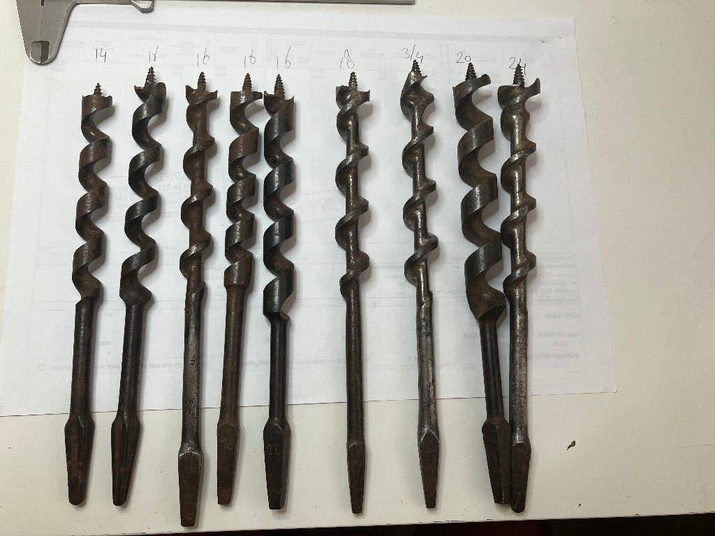 Diverse spiraal- of slangenboren. Diverse maten, zie foto’s., Antiek en Kunst, Antiek | Gereedschap en Instrumenten, Ophalen of Verzenden