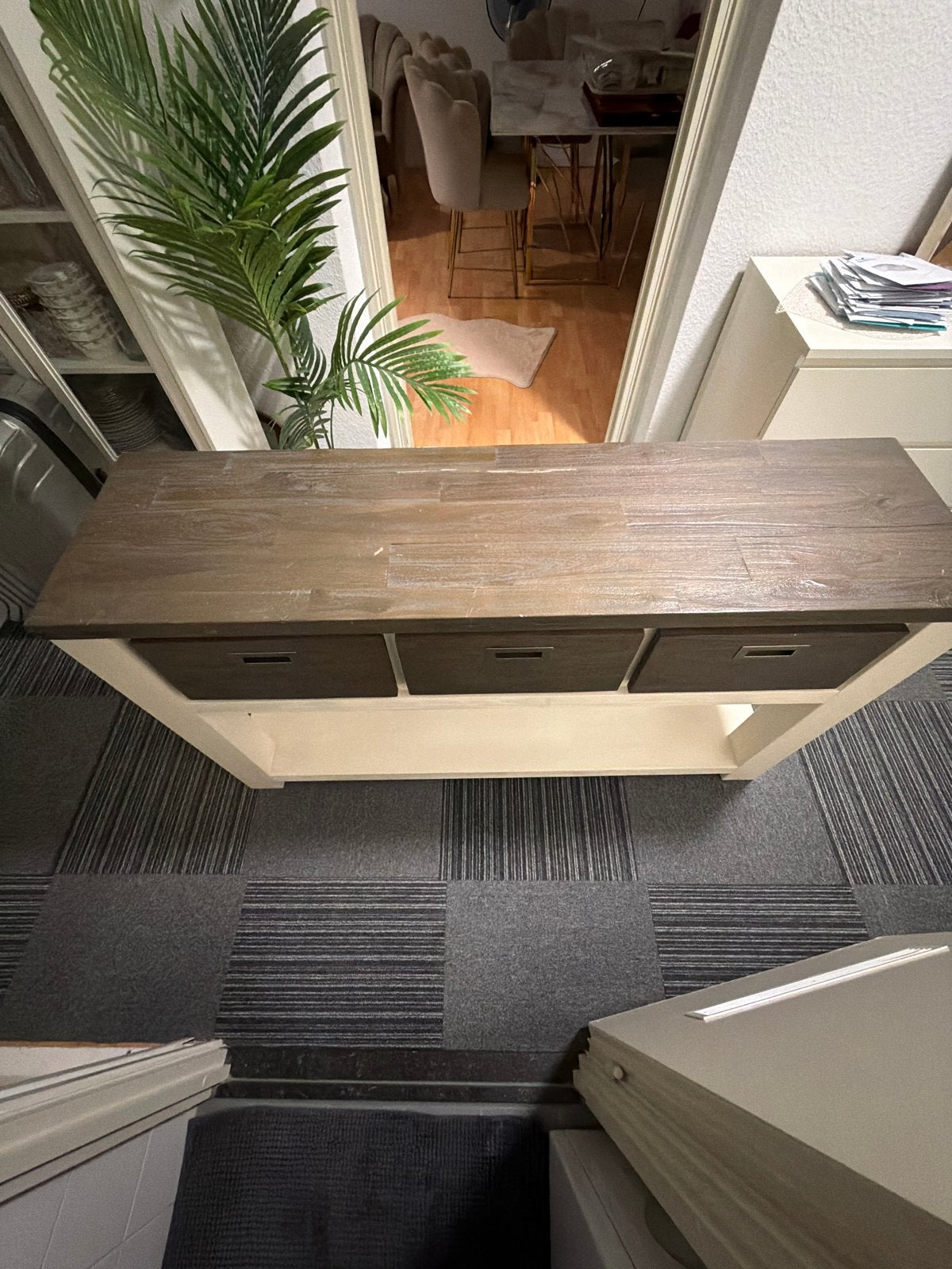Houten console tafel met opbergruimte, Ophalen, Gebruikt, 75 cm of meer, 60 cm of meer