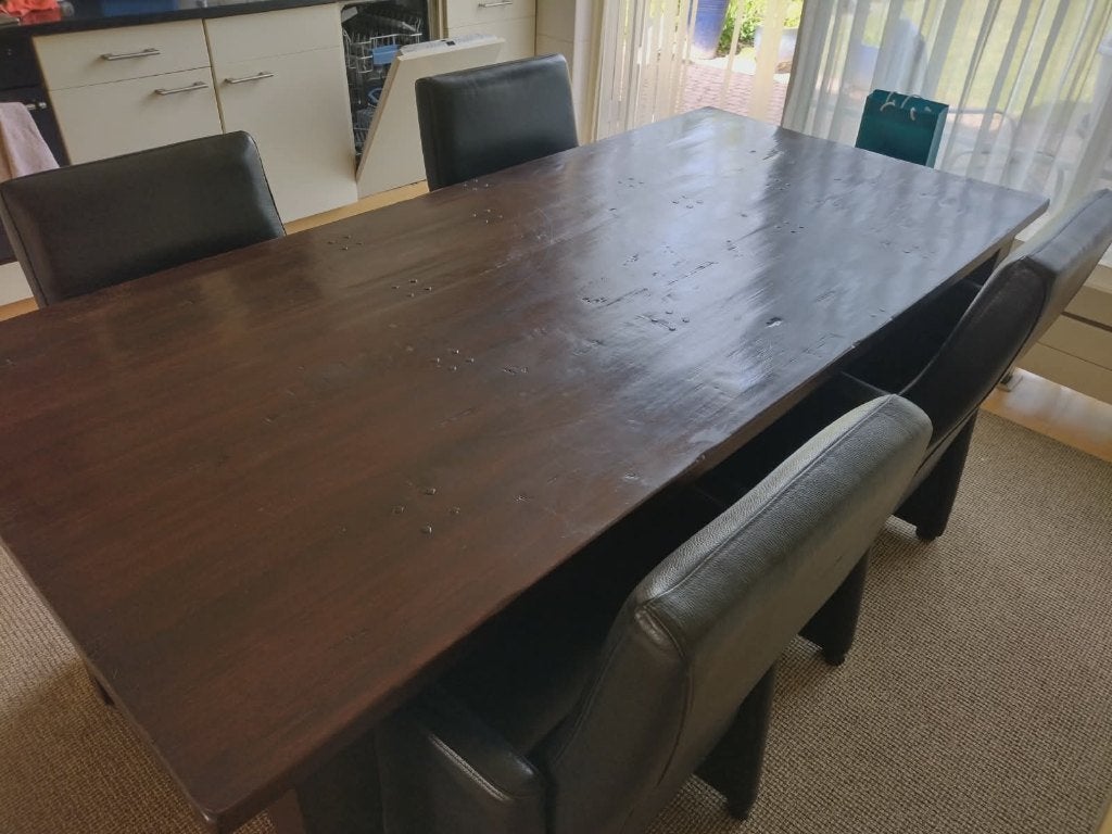 Eettafel massief hout Goossens 90x200cm izgst, Ophalen, Gebruikt, Landelijk, Robuust, 200 cm of meer