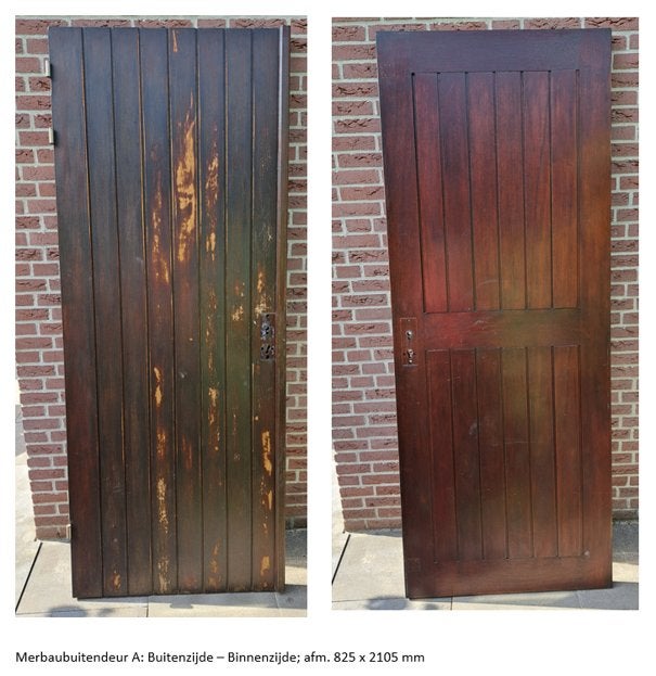 Te koop 2 Merbau buitendeuren, Doe-het-zelf en Verbouw, Ophalen, Gebruikt, 80 tot 100 cm, Buitendeur