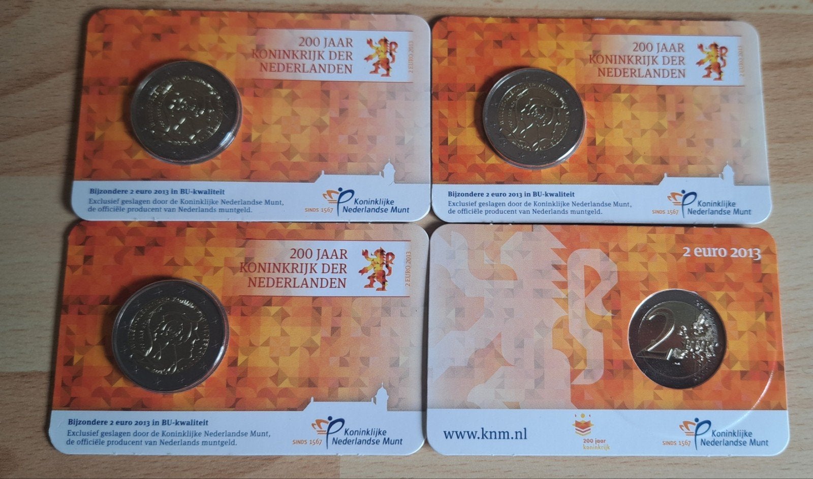 4 X 200 jaar Koninkrijk der Nederlanden, Postzegels en Munten, Munten | Nederland, Ophalen of Verzenden, Koningin Beatrix, Euro's