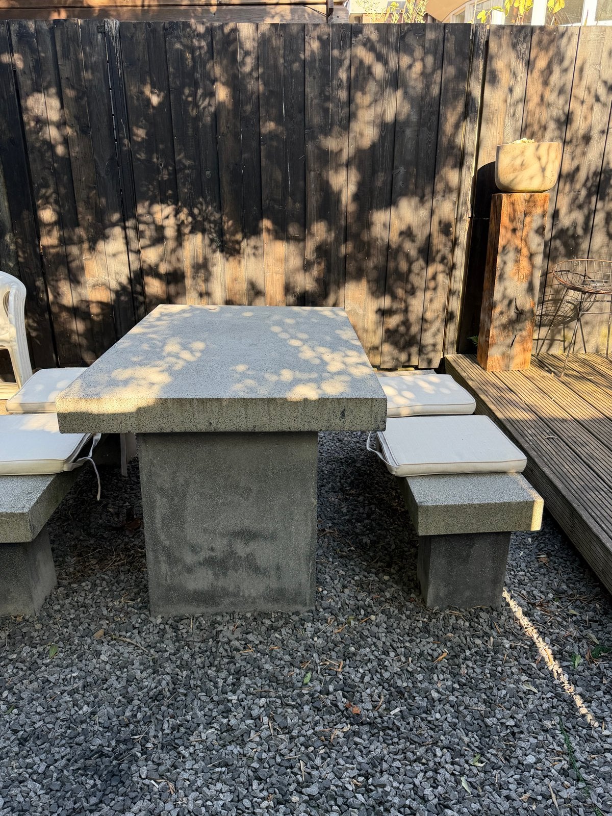 Betonnen tuinset - Stapelbaar en robuust (135x85 cm), Tuin en Terras, Ophalen, Overige materialen, Gebruikt, Eettafel