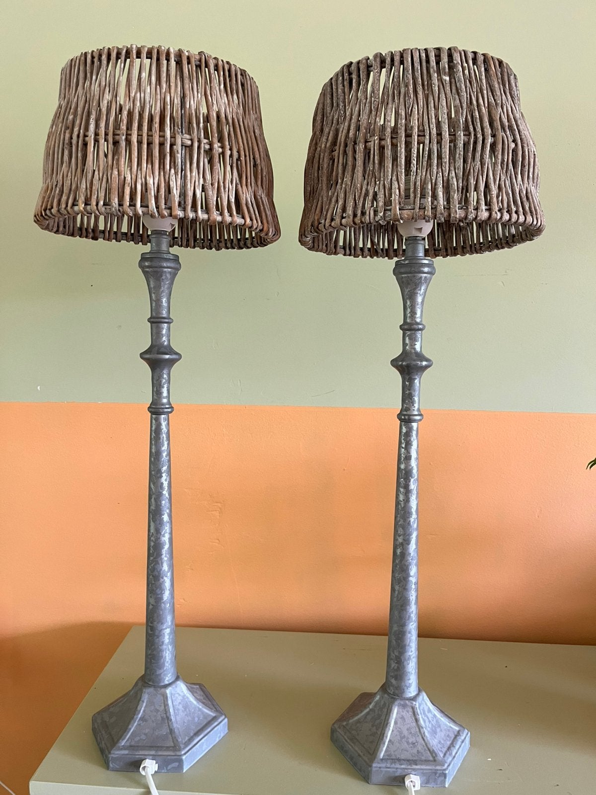 Lampen met rieten kap, Ophalen of Verzenden, Zo goed als nieuw, 50 tot 75 cm