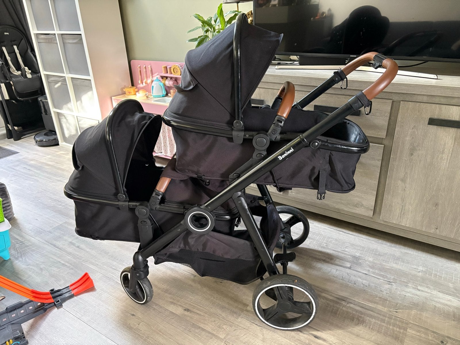 Baninni Luiz - Tweeling Kinderwagen - Duo Buggy, Gebruikt, Duowagen, Combiwagen, Ophalen