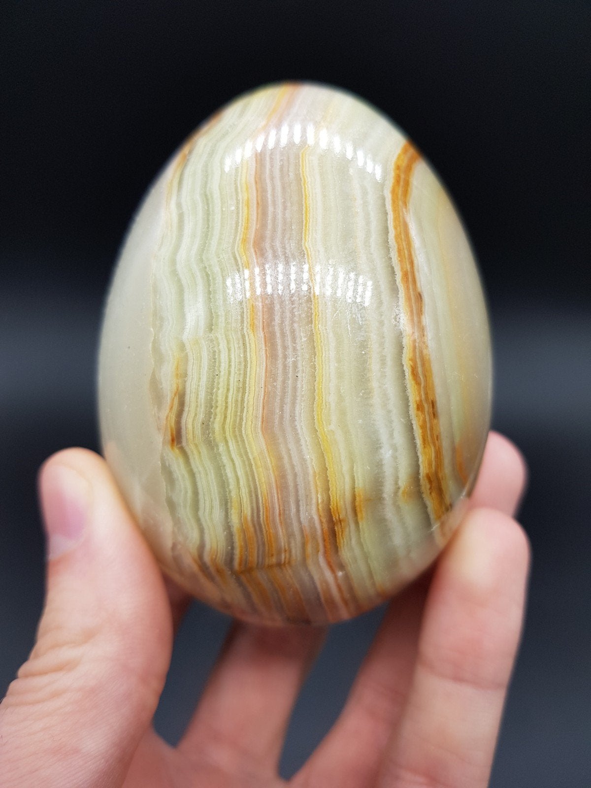 Onyx Marmer / Aragoniet Ei, Ophalen of Verzenden, Mineraal