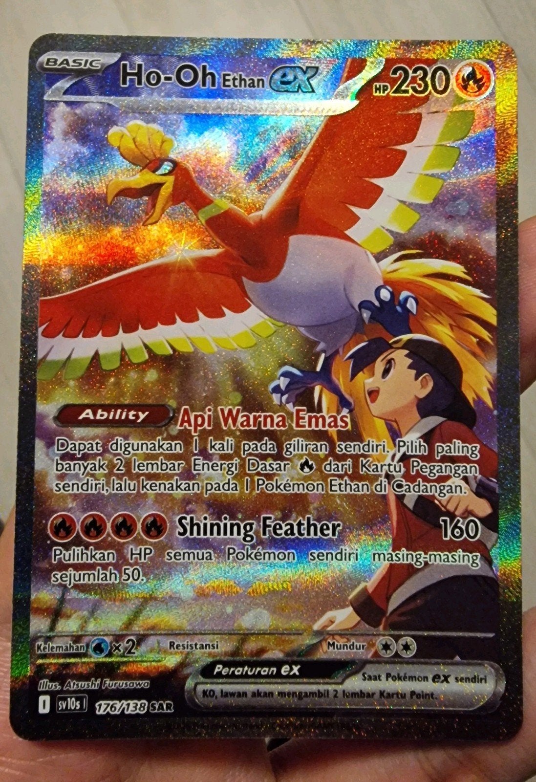 Ho-Oh ex  Pokémon kaart, Ophalen of Verzenden, Zo goed als nieuw, Losse kaart, Foil