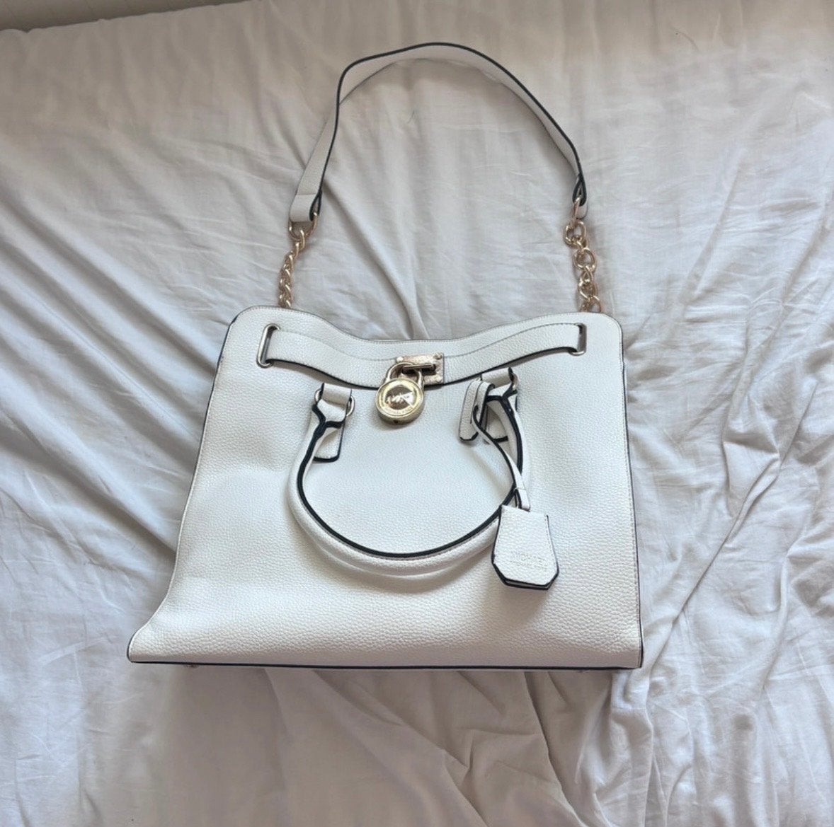 Michael Kors Hamilton tas wit met dustbag, Ophalen of Verzenden, Zo goed als nieuw, Wit, Handtas