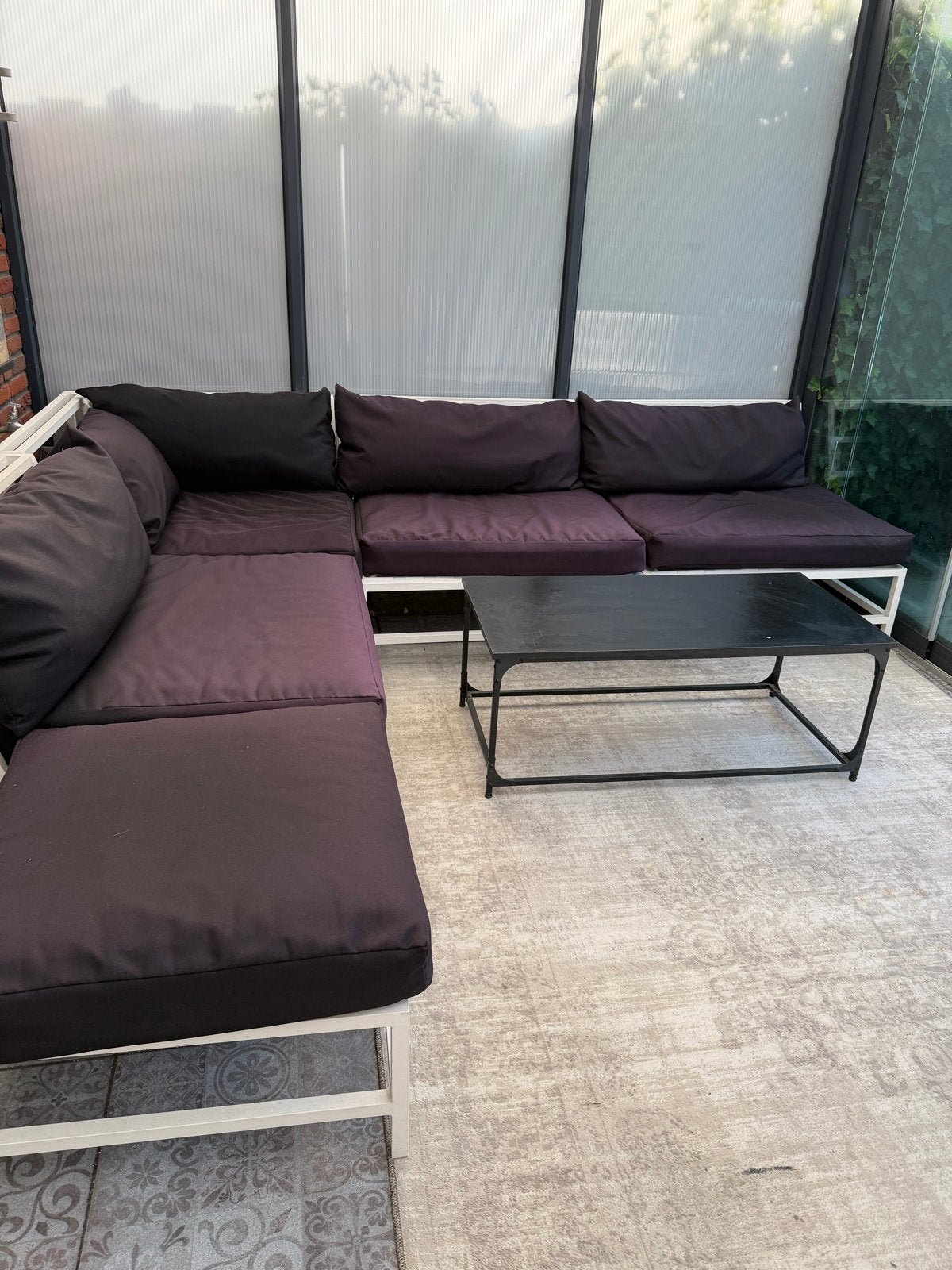 Lounge tuinbank Wehkamp - Hoekbank met salontafel, Tuin en Terras, Ophalen, 5 zitplaatsen, Gebruikt, Aluminium