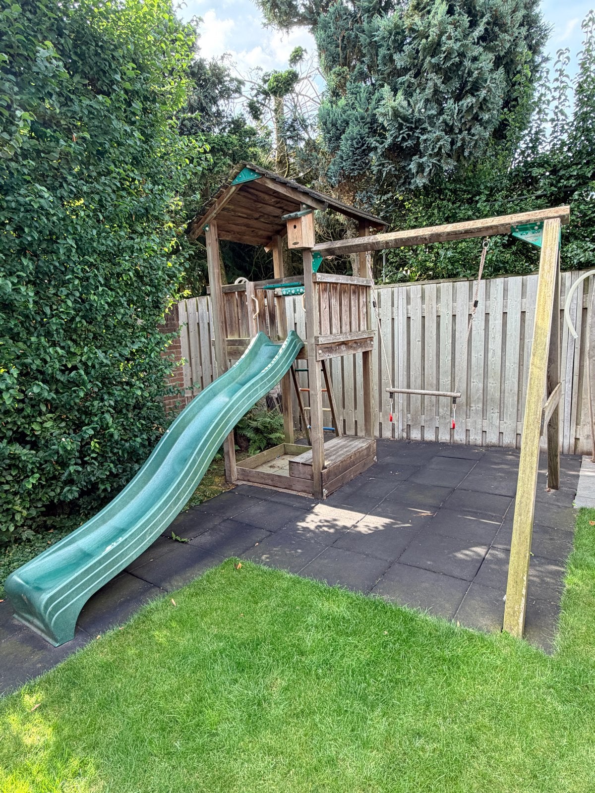 Houten Speeltoestel met Glijbaan en Klimrek jungle gym, Kinderen en Baby's, Speelgoed | Buiten | Speeltoestellen, Ophalen, Gebruikt