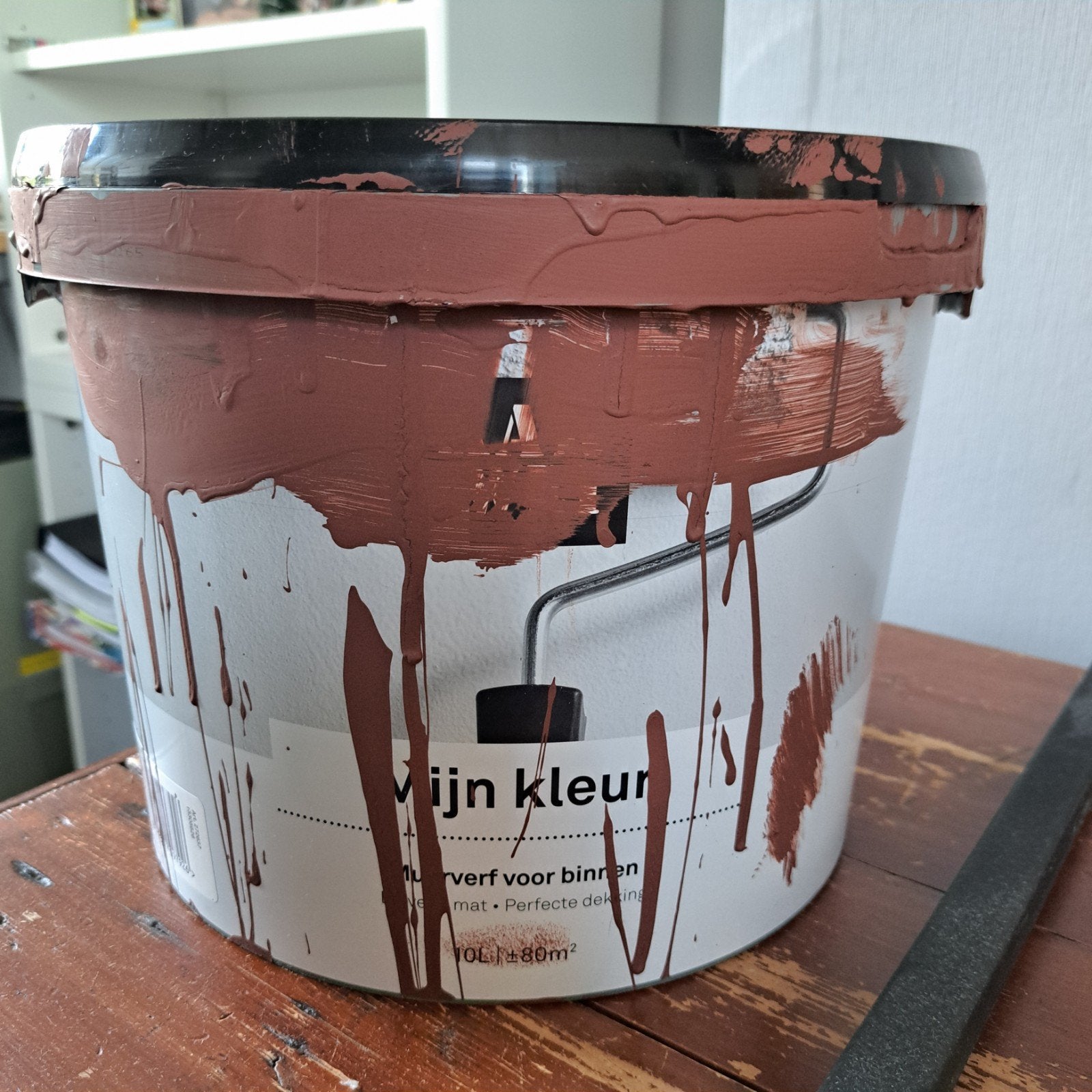 Karwei muurverf mat 5 liter bruin/koper, Doe-het-zelf en Verbouw, Ophalen, Bruin, 5 tot 10 liter, Verf