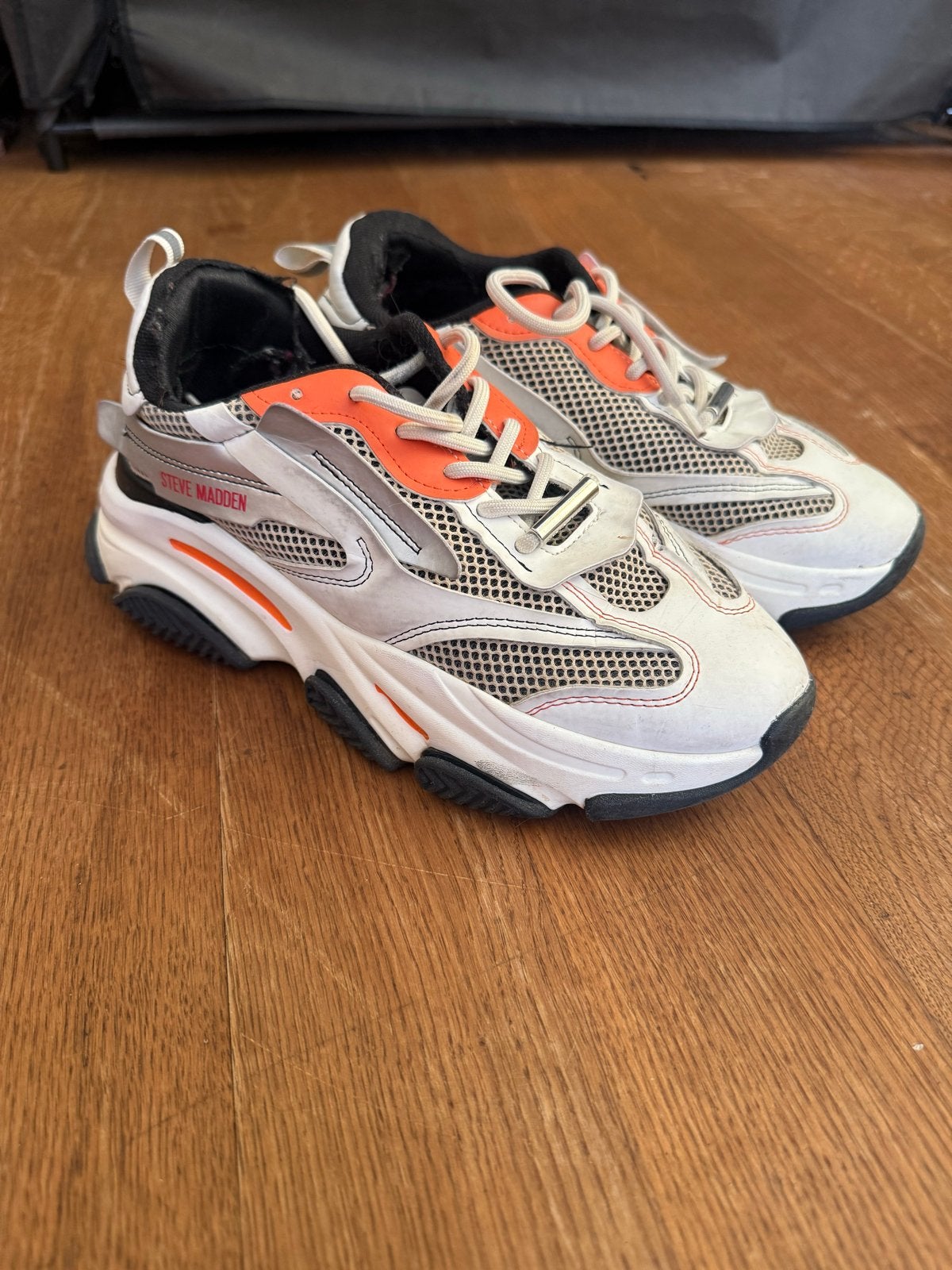 Steve Madden Sneakers - Wit/Oranje 39, Ophalen of Verzenden, Gedragen, Wit, Sneakers of Gympen