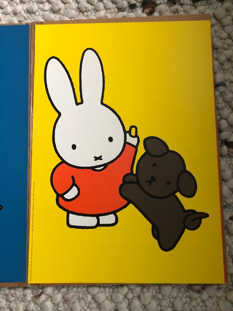 Set van 4 Originele Dick Bruna Kunstposters (Nijntje) Mercis, Ophalen of Verzenden, Wanddecoratie, Papier/karton