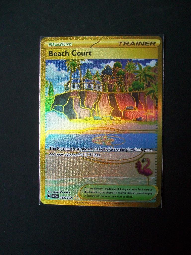 1494: Nieuwe Pokemon Kaart Secret BEACH COURT (263/182), Verzenden, Nieuw, Losse kaart, Foil