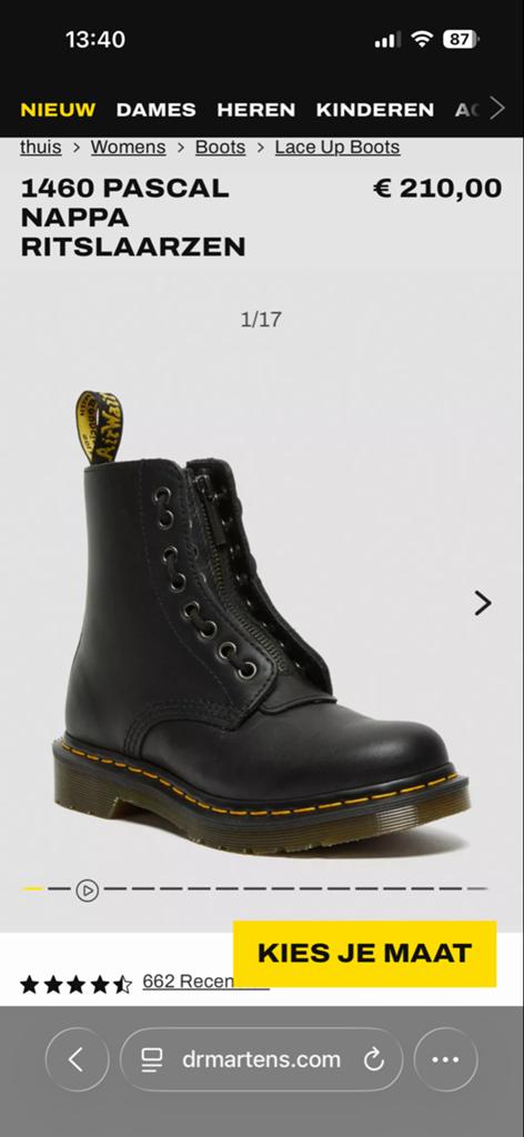 Dr Martens 1460 Pascal Nappa Ritslaarzen Zwart Maat 38, Ophalen of Verzenden, Nieuw, Zwart, Lage of Enkellaarzen