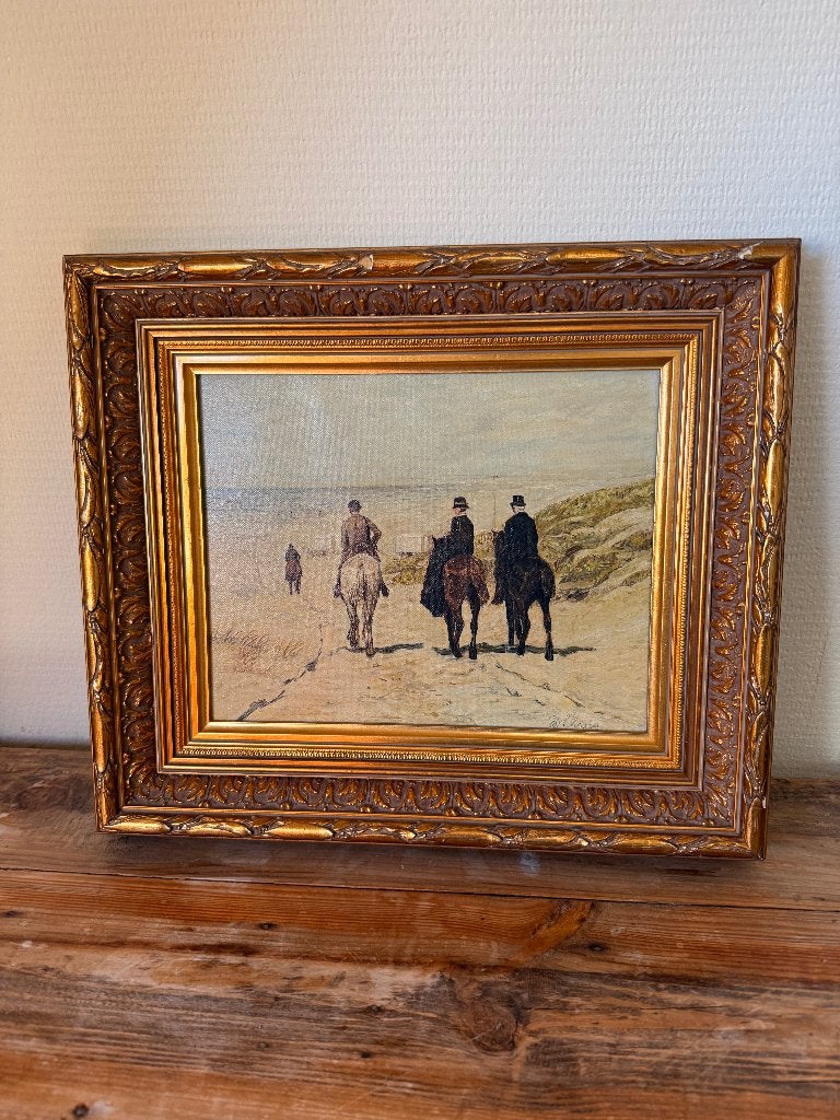 Prachtig Schilderij Morgenrit, Ophalen, Olieverf, Landschap, Doek