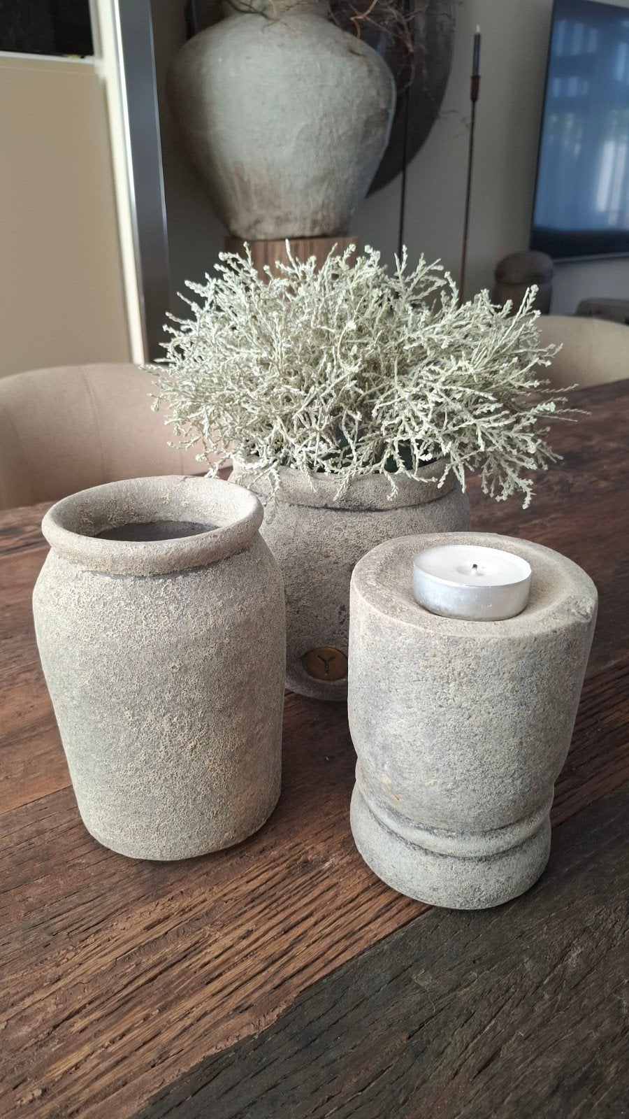 landelijke set inclusief kunstplanten, Tuin en Terras, Bloempotten, Ophalen, Rond, Aardewerk