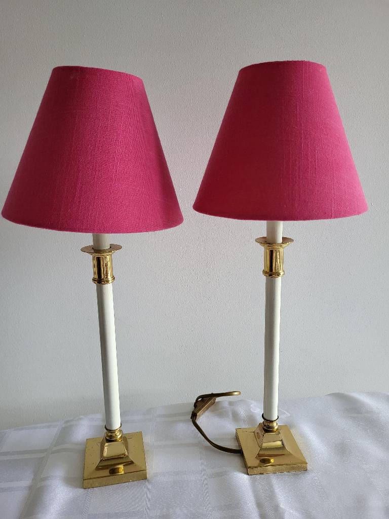 2 vintage tafellampen messing, Hollywood Regency-stijl, Ophalen, Gebruikt, Metaal