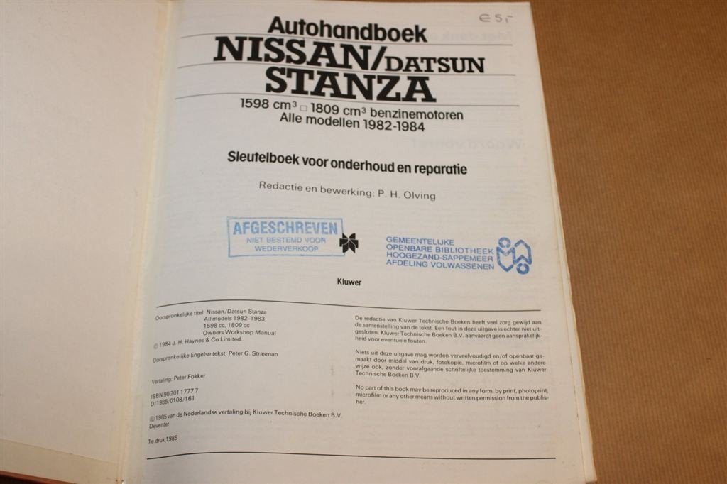 Autohandboek Nissan Stanza — Onderhoud & Reparatie 1982-1984, Ophalen of Verzenden