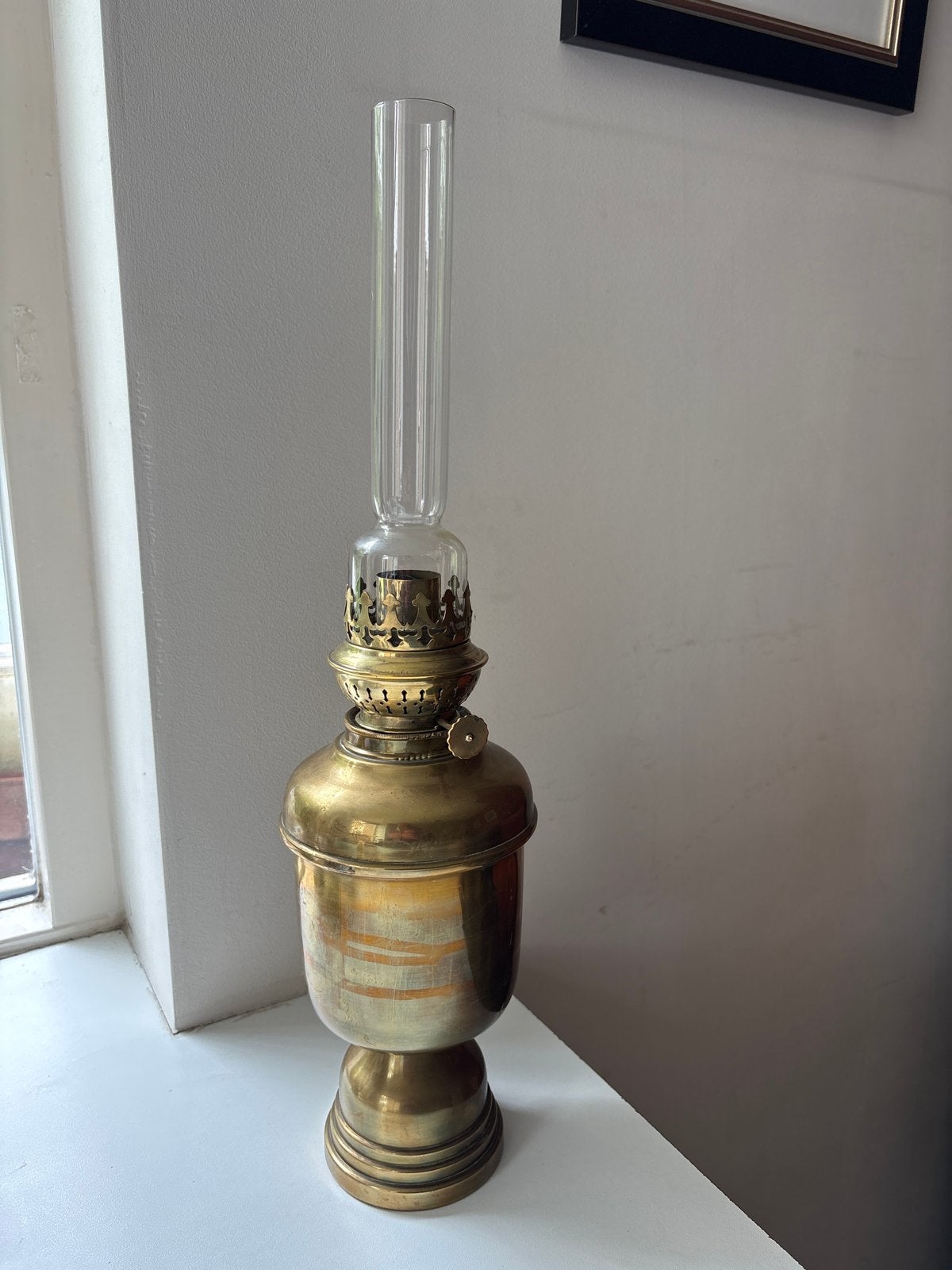 Antieke messing scheeps olielamp met wandbevestiging, Ophalen of Verzenden