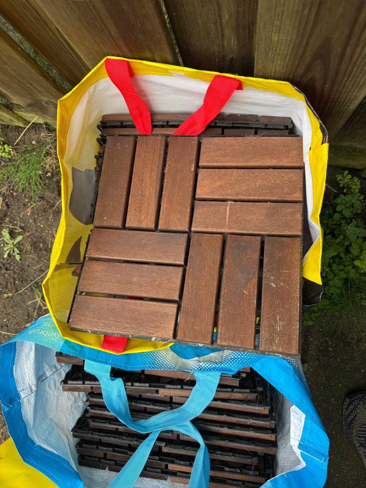 36 stuks houten terrastegels 30x30 cm, Ophalen, Gebruikt, Hout