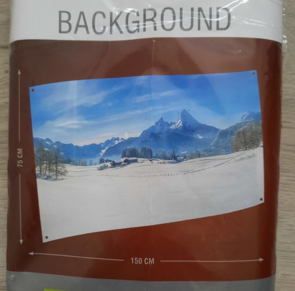 Achtergrond doek Alpen voor kerstdorp 150x75 cm (nieuw), Ophalen, Nieuw