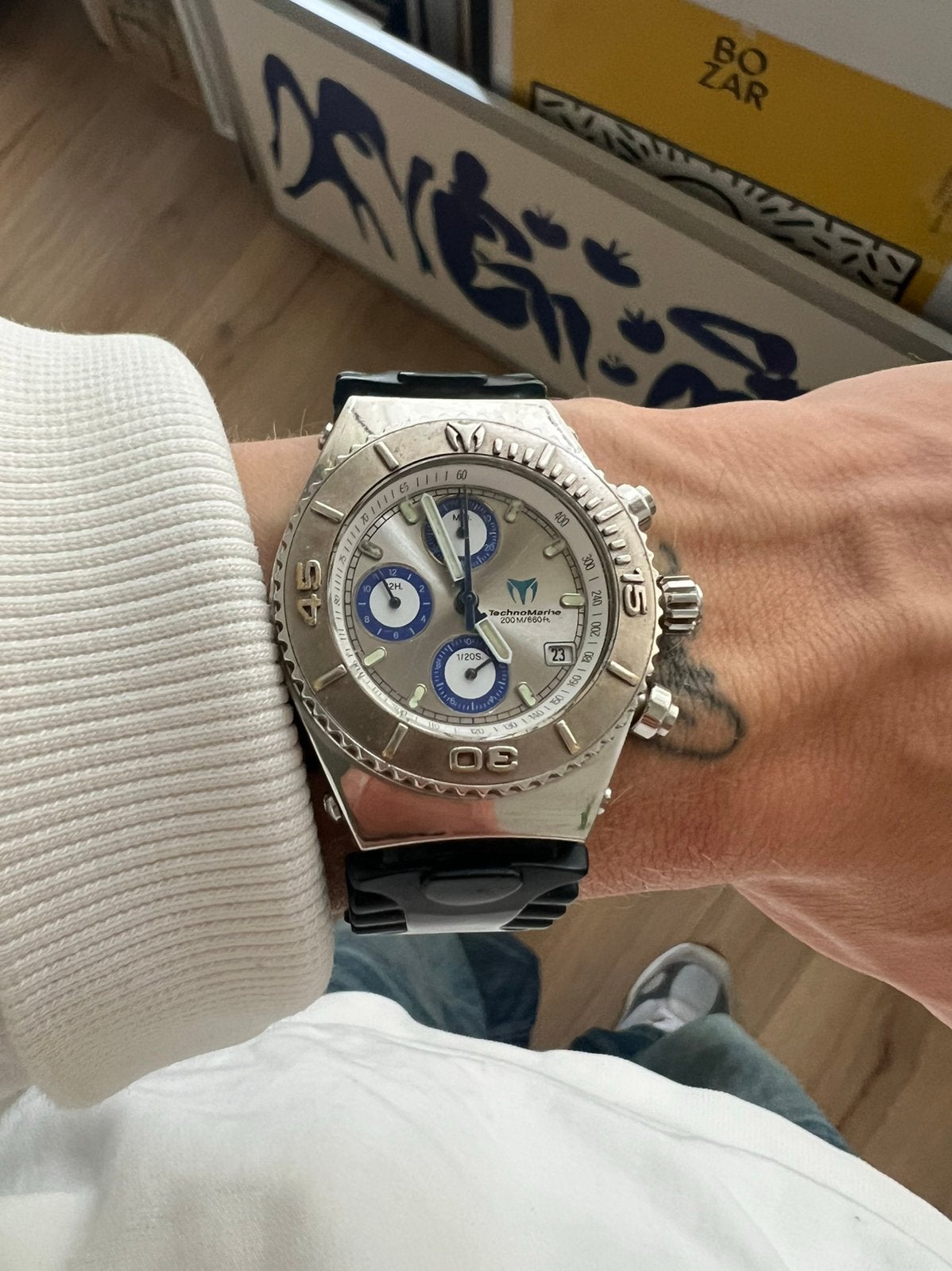 Technomarine Cruise “Mother of Pearl” Diver Chronograph., Ophalen of Verzenden, Zo goed als nieuw, Staal, Overige merken