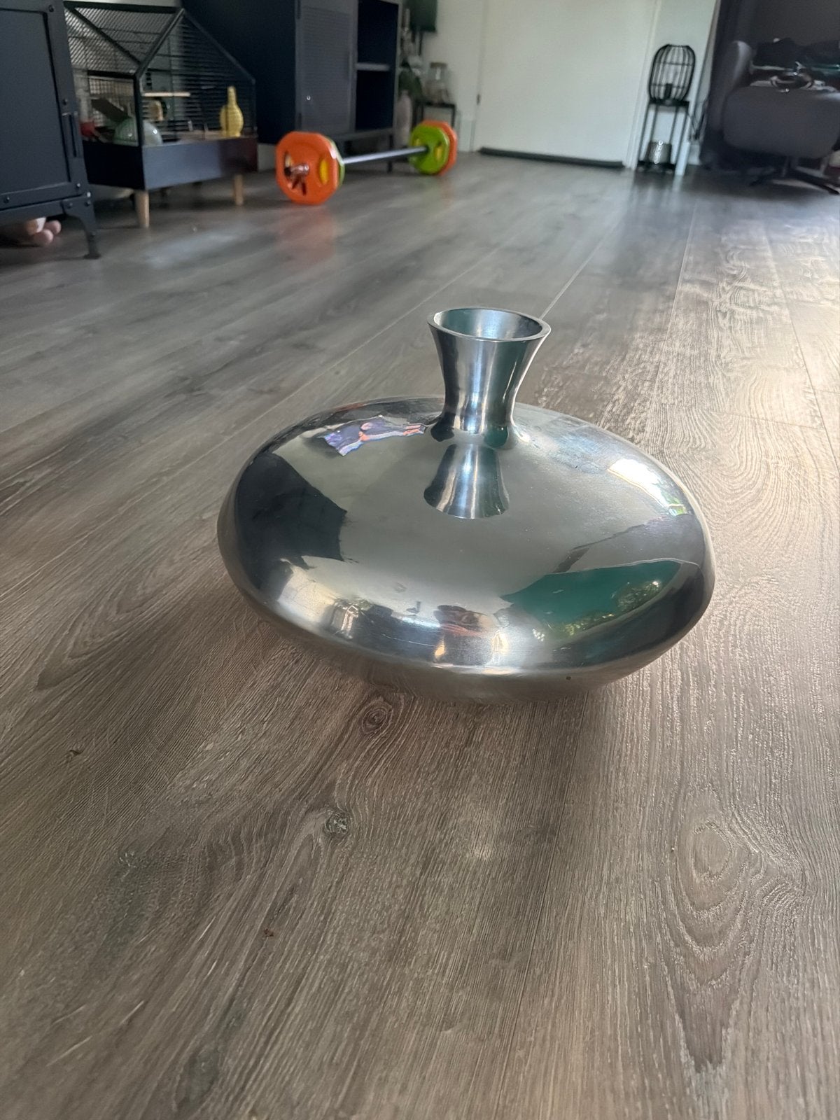 Moderne zilverkleurige decoratieve vaas, Ophalen