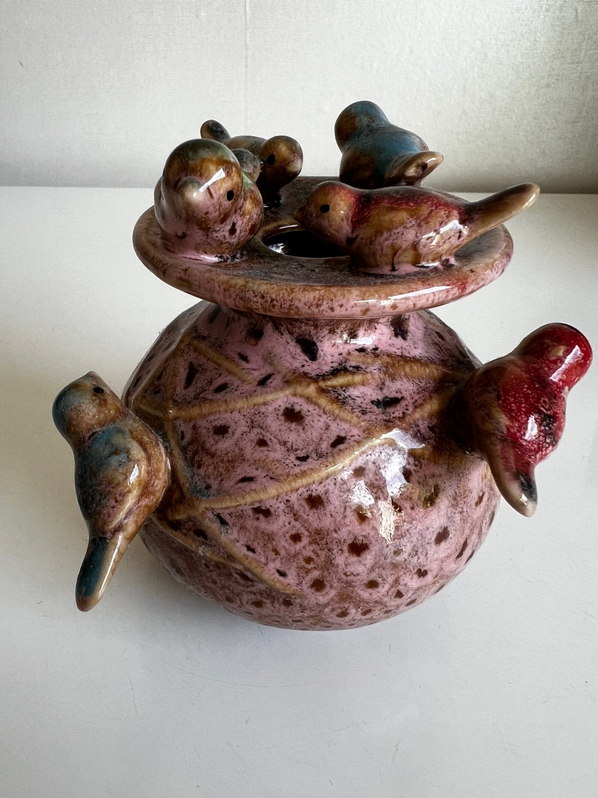 Daan Kromhout Design Vogeltjes Vaas Oud Roze, Ophalen of Verzenden, Zo goed als nieuw, Roze, Steen/keramiek