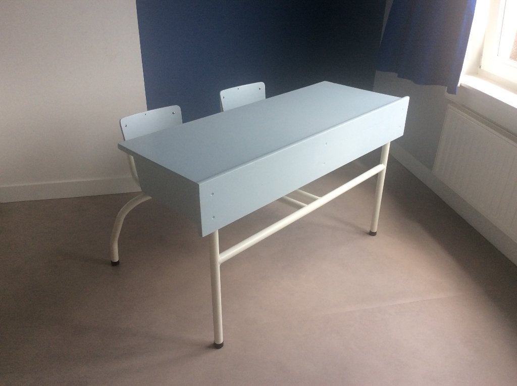 Schoolbankje, 2-persoons, Kinderen en Baby's, Kinderkamer | Tafels en Stoelen, Ophalen, Zo goed als nieuw, Tafel(s) en Stoel(en)
