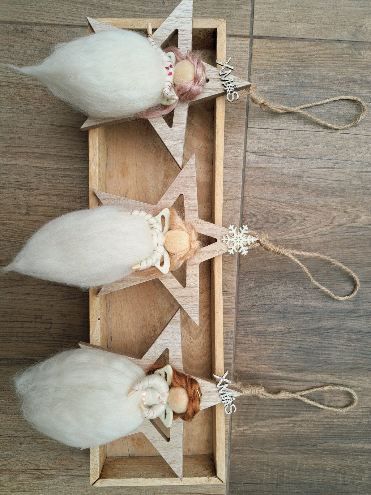 seizoenstafel jaartafel kerst engel hanger wol naaldvilt, Ophalen of Verzenden, Nieuw, Figuurtje(s), Wolvilt