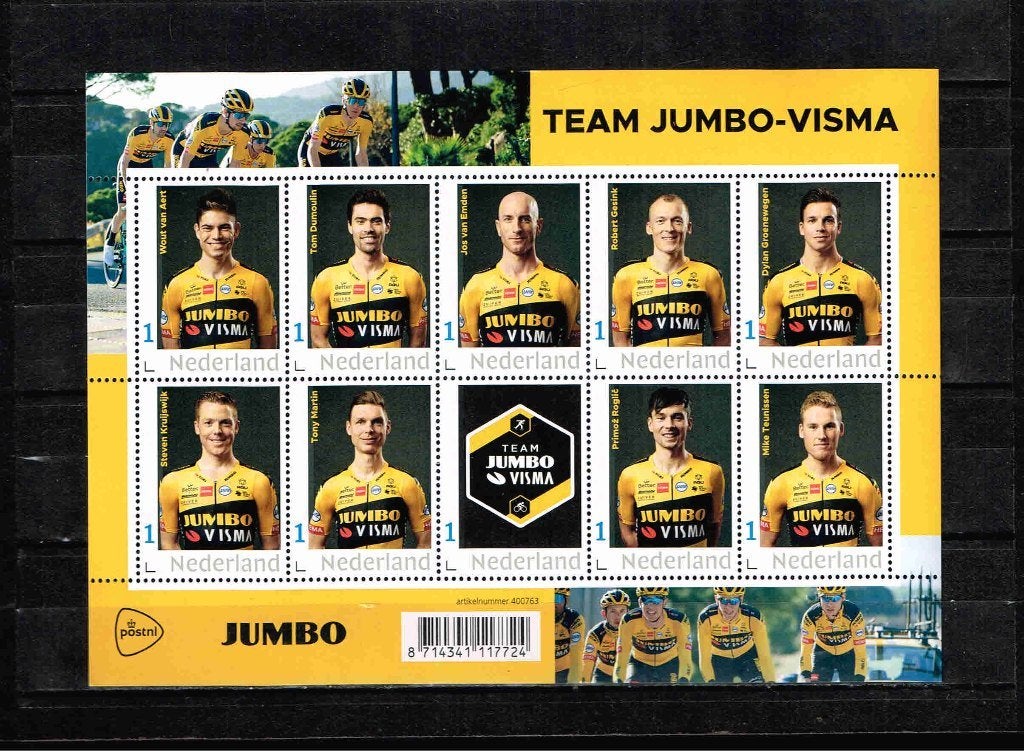 Team Jumbo Visma vel 10 persoonlijke zegels1/4.12, Ophalen of Verzenden, Na 1940, Postfris