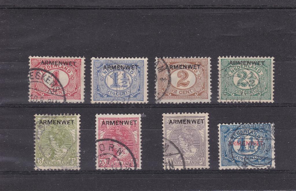 1913 opdruk ARMENWET, nvph nrs. D1 - D8, mooi gebruikt., Verzenden, T/m 1940, Gestempeld
