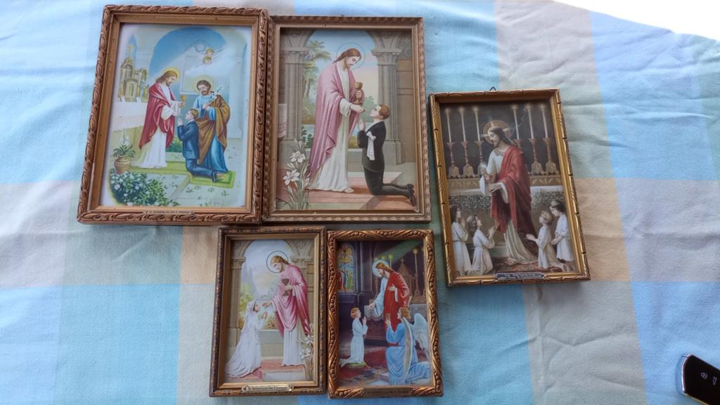 Heilige Communie schilderijtjes, Antiek en Kunst, Antiek | Religie, Ophalen of Verzenden