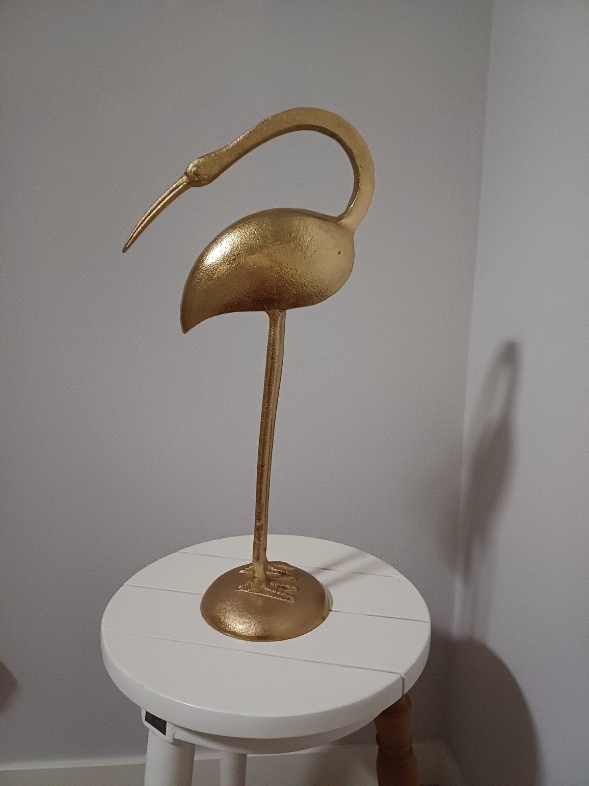 Gouden kraanvogel woonaccessoire, Ophalen, Metaal, Decoratieobject, Goud