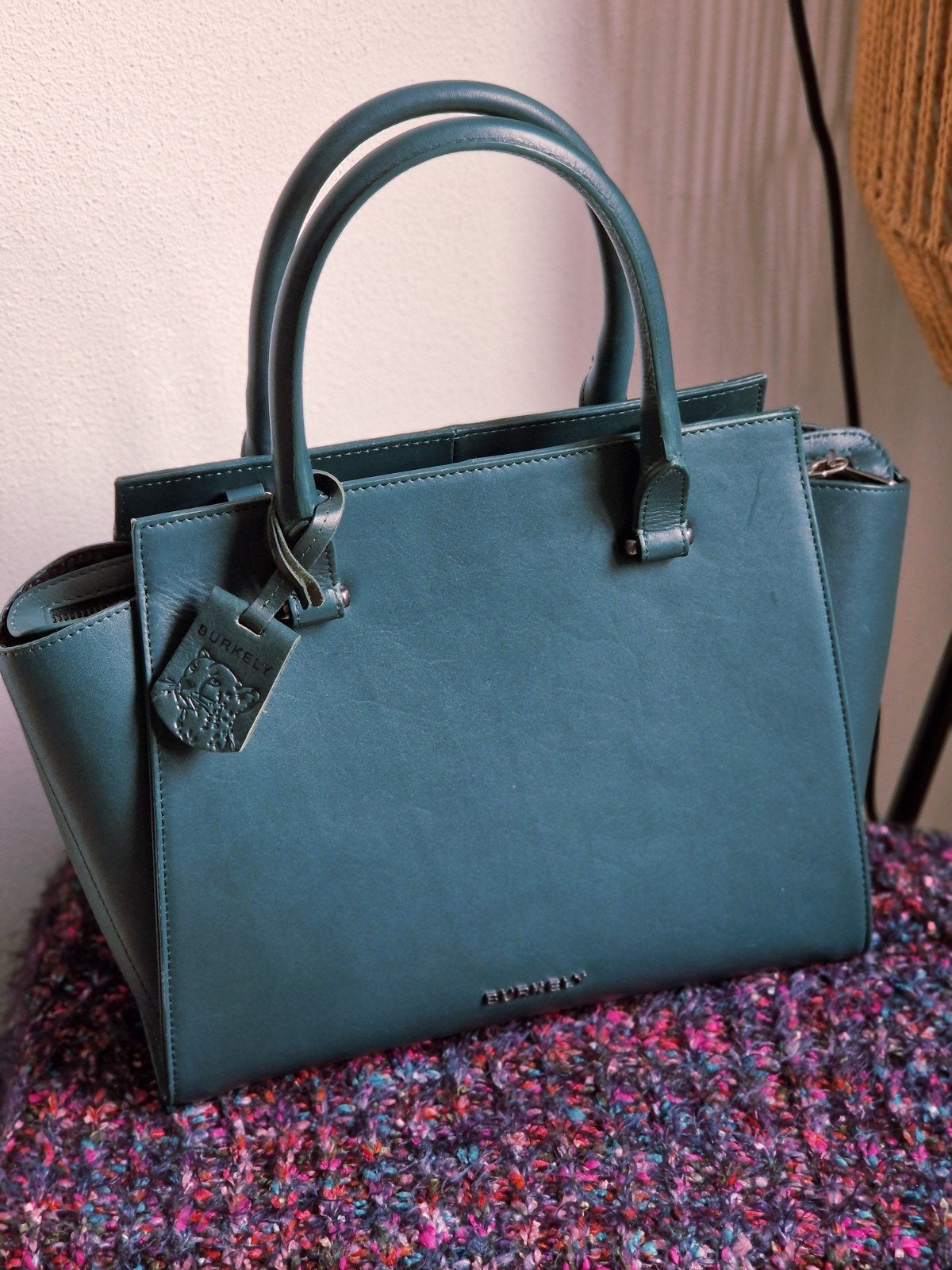 BURKELY handtas in petrolblauw, Sieraden, Tassen en Uiterlijk, Ophalen of Verzenden, Zo goed als nieuw, Overige kleuren, Handtas