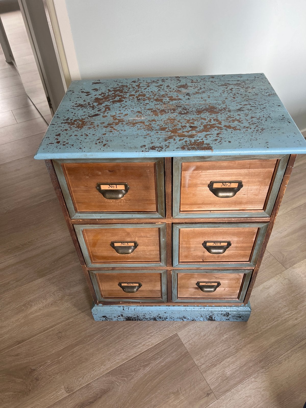 ladekastje met 6 laden - Blauw/Hout, Ophalen, Minder dan 50 cm, Gebruikt, 5 laden of meer