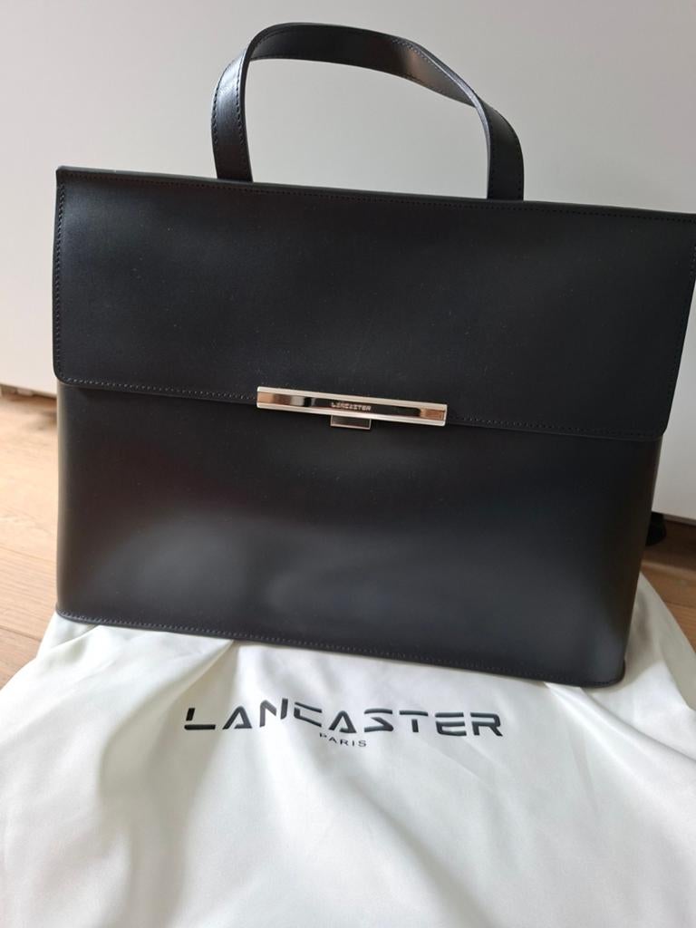Lancaster Paris Zwarte Leren Handtas/Schoudertas, Ophalen, Nieuw, Zwart, Handtas