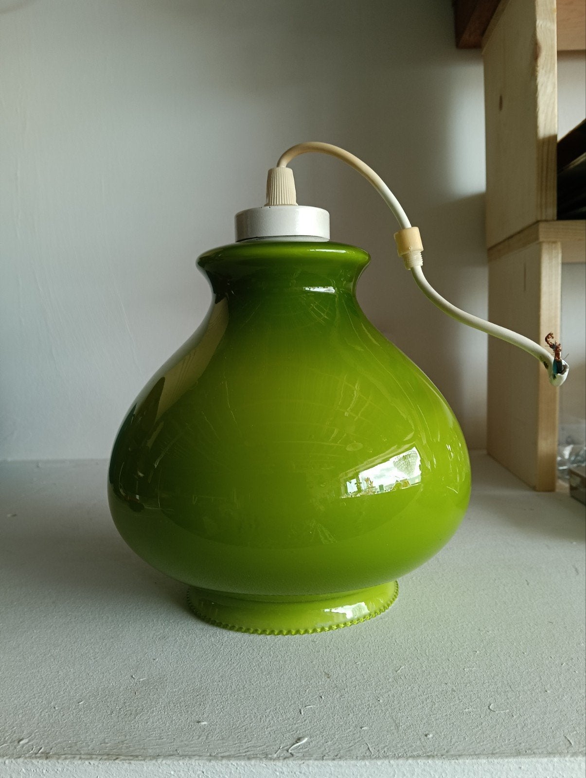 Vintage Groene Hanglamp - Jaren '70 Stijl, Gebruikt, Vintage, Jaren '70, Retro, Onbekend, Glas