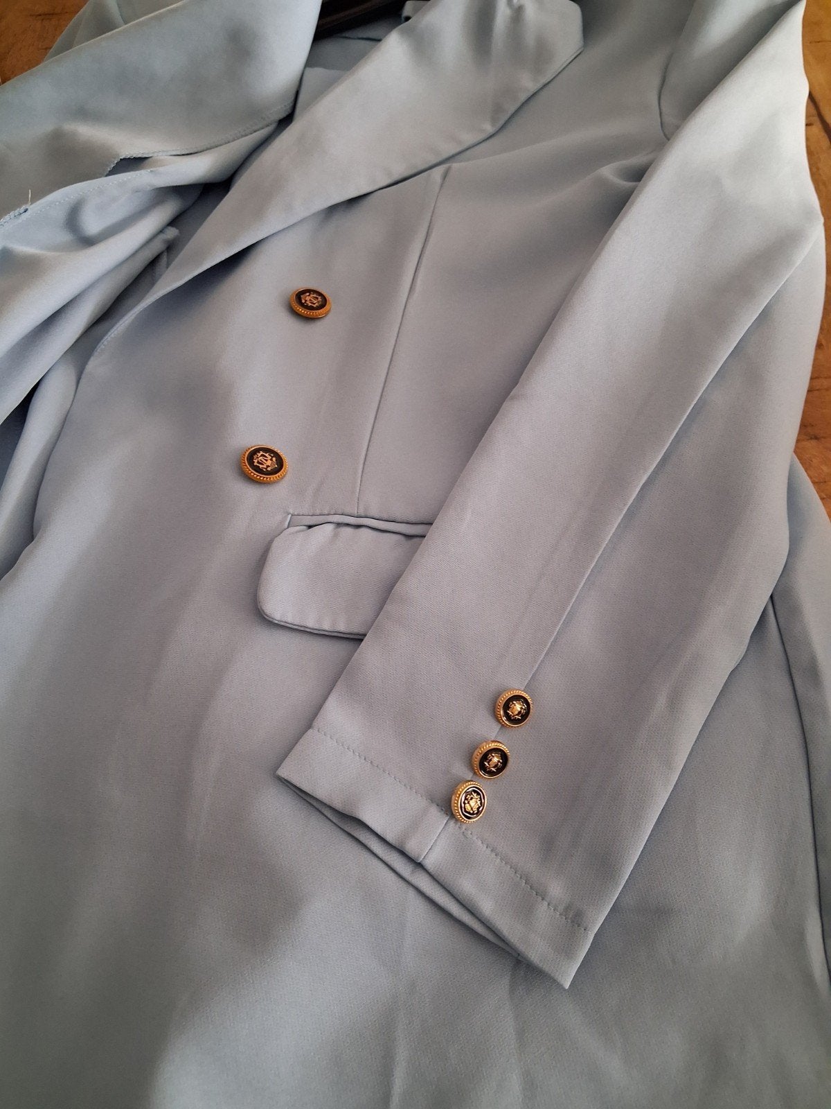 dames broekpak mt xl, Ophalen of Verzenden, Zo goed als nieuw, Maat 42/44 (L), Blauw