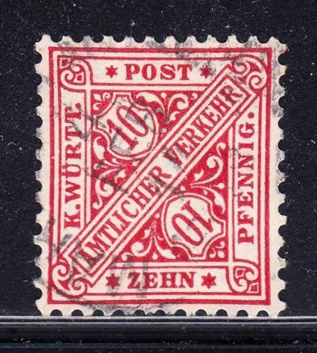 1907 - Wurttemberg michel 230 gestempeld , Getal in schild, Postzegels en Munten, Verzenden, Overige periodes, Gestempeld