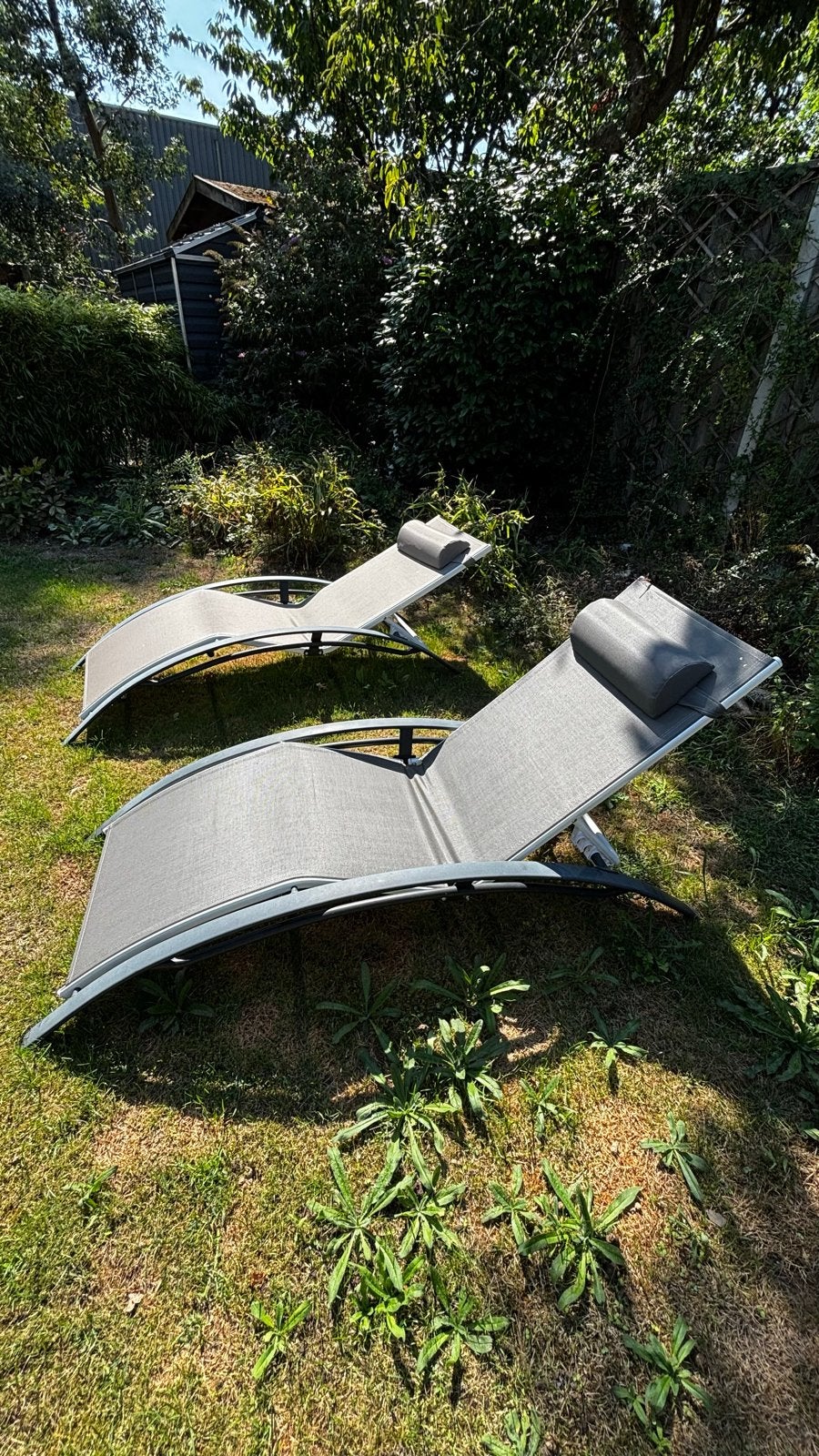 Set van 2 Louisa ligstoelen met verstelbare rugleuning, Tuin en Terras, Ophalen, Nieuw, Textileen, Verstelbaar