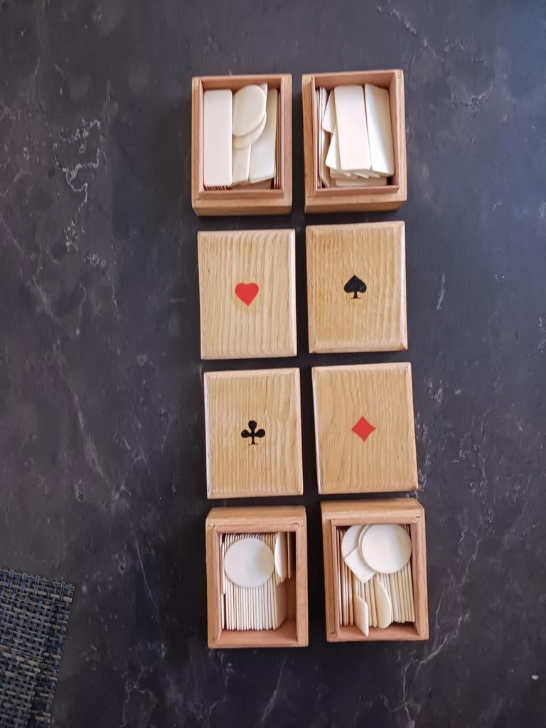 Bridge Fiches in Houten Doosjes, Hobby en Vrije tijd, Gezelschapsspellen | Kaartspellen, Vijf spelers of meer, Ophalen of Verzenden