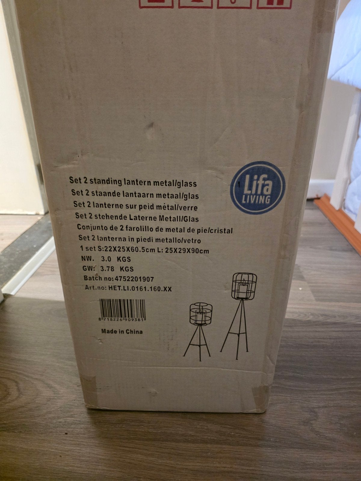 2 staande lantaarn metaal zwart, Huis en Inrichting, Woonaccessoires | Kandelaars en Kaarsen, Ophalen of Verzenden, Nieuw