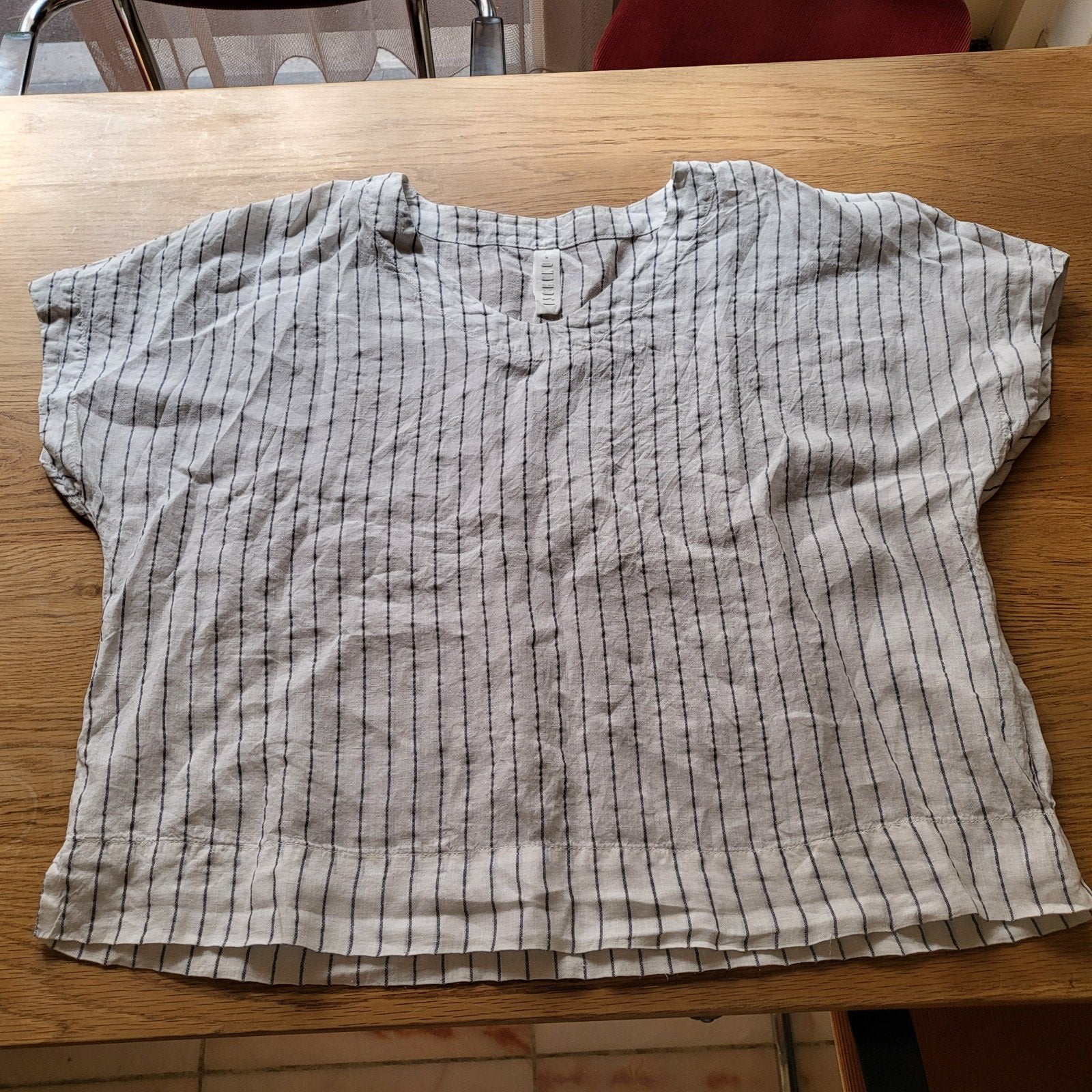 Ischiko bloes mt 3 wit linnen met streepje, Verzenden, Wit, Maat 46/48 (XL) of groter, Oska/ischiko