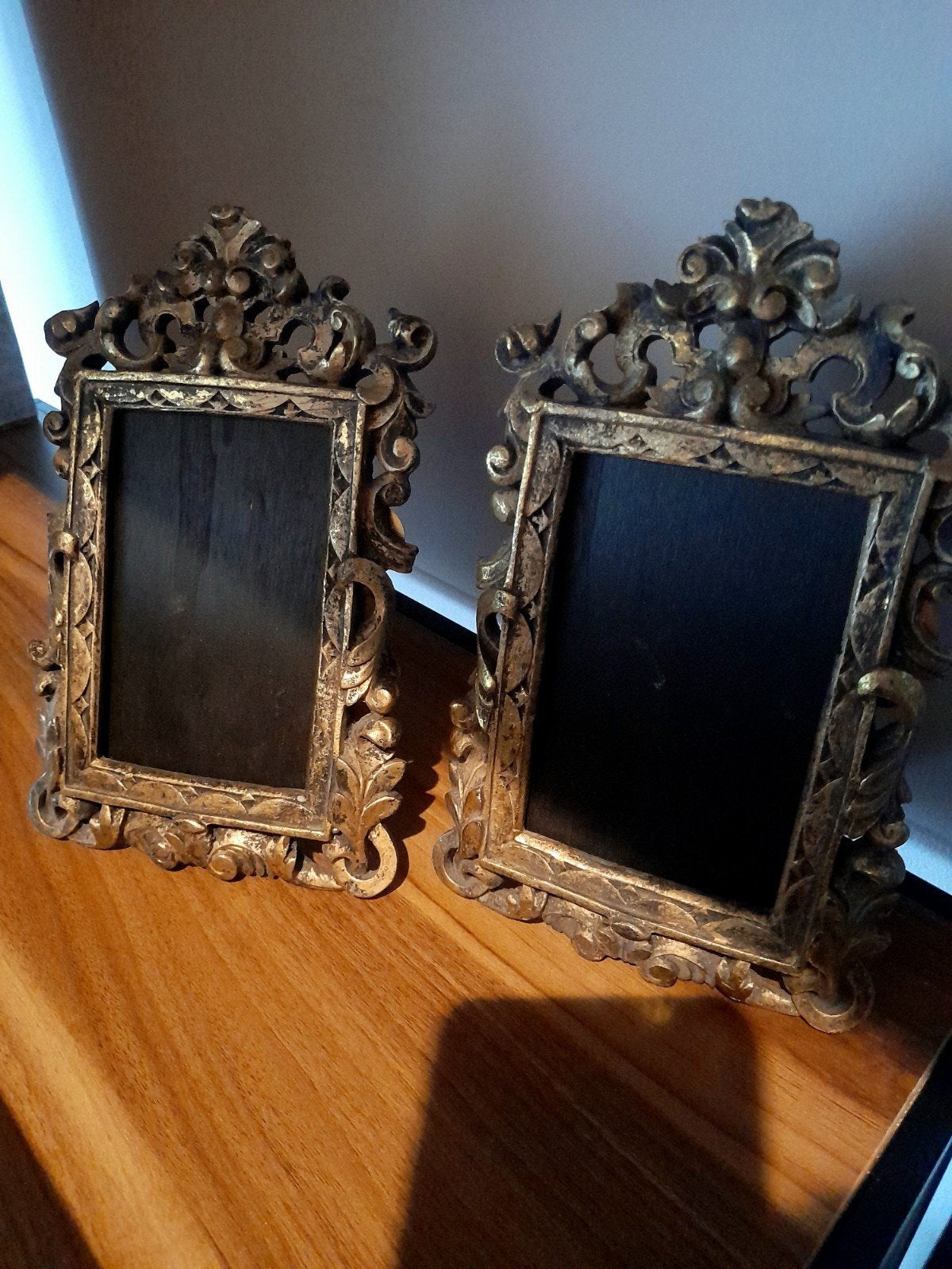 Set van 2 Gouden Foto lijsten barok, Ophalen, Gebruikt, Met sierrand, Fotolijst
