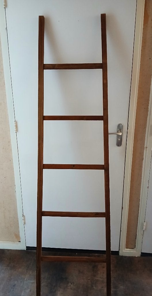 Brocante decoratie ladder hout 1.85 hoog, Antiek en Kunst, Curiosa en Brocante, Ophalen