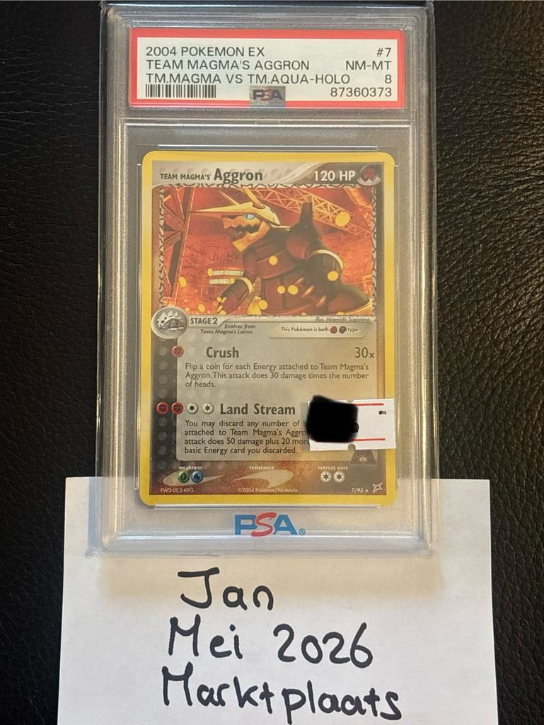 PSA 8 2004 Pokémon EX Team Magma's Aggron Holo, Ophalen of Verzenden, Zo goed als nieuw, Losse kaart