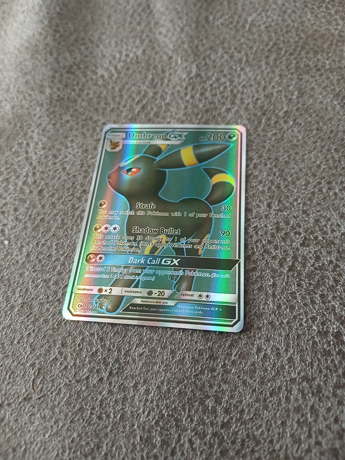 Pokémon Umbreon GX Full Art Foil Kaart, Ophalen of Verzenden, Zo goed als nieuw, Losse kaart, Foil