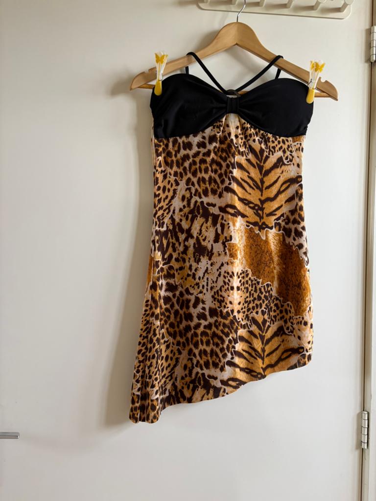 Sexy panter nacht/strand jurkje, Ophalen of Verzenden, Zo goed als nieuw, Bruin, Bikini