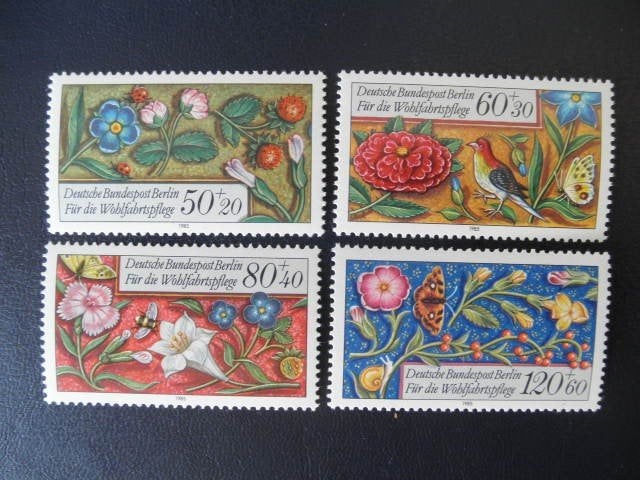 Postzegels bloemen Berlijn 1985 vogels vlinders - cw 8,- (*), Ophalen of Verzenden, Overige periodes